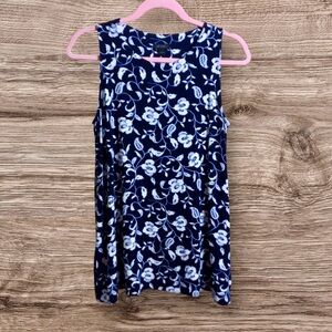J Jill, wearever blue floral sleeveless top. Small.